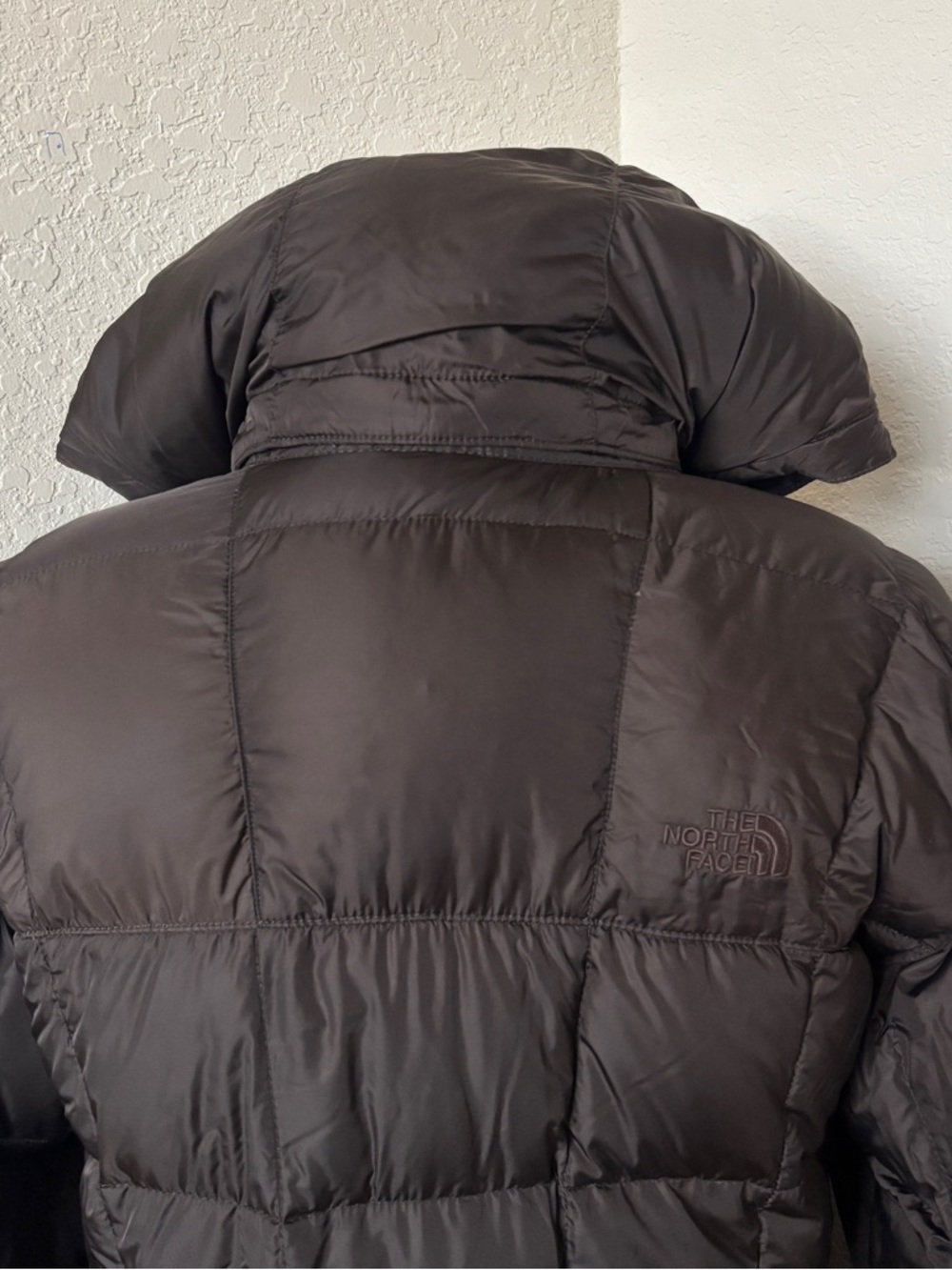 The North Face Parka 600 Down Metropolis Hooded Long Puffer Coat Brown Size M - Picture 7 of 10